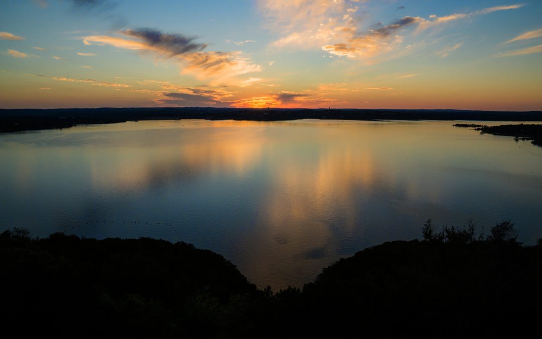 relaxing sunset on lake travis in austin texas