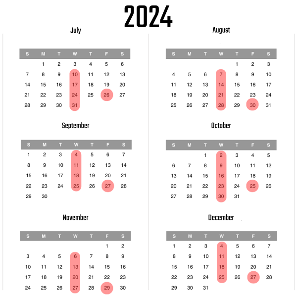 meditation schedule 2024 jul to dec